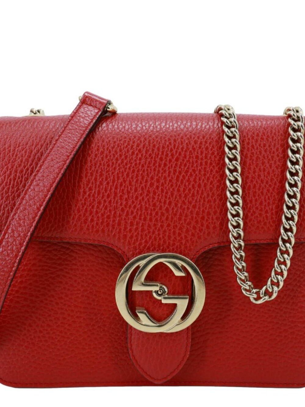 Gucci  Interlocking GG Small Dollar Calfskin Leather Crossbody Bag Red 510304